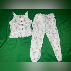 Jessica Simpson White Floral Top and Pants Set 3T